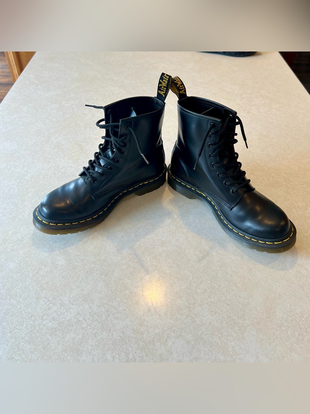 Dr. Martens Black Leather Lace-Up Boots, Women’s Size 8